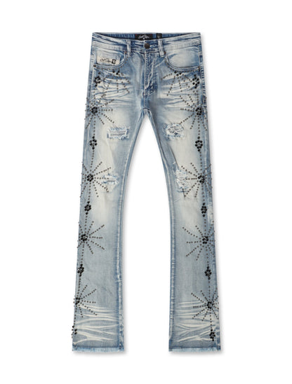Frost Originals All Over Rhinestone Stacked Jean - Light Wash