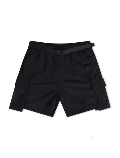 Apastime Vacation in Portugal French Terry Belted Shorts - Black