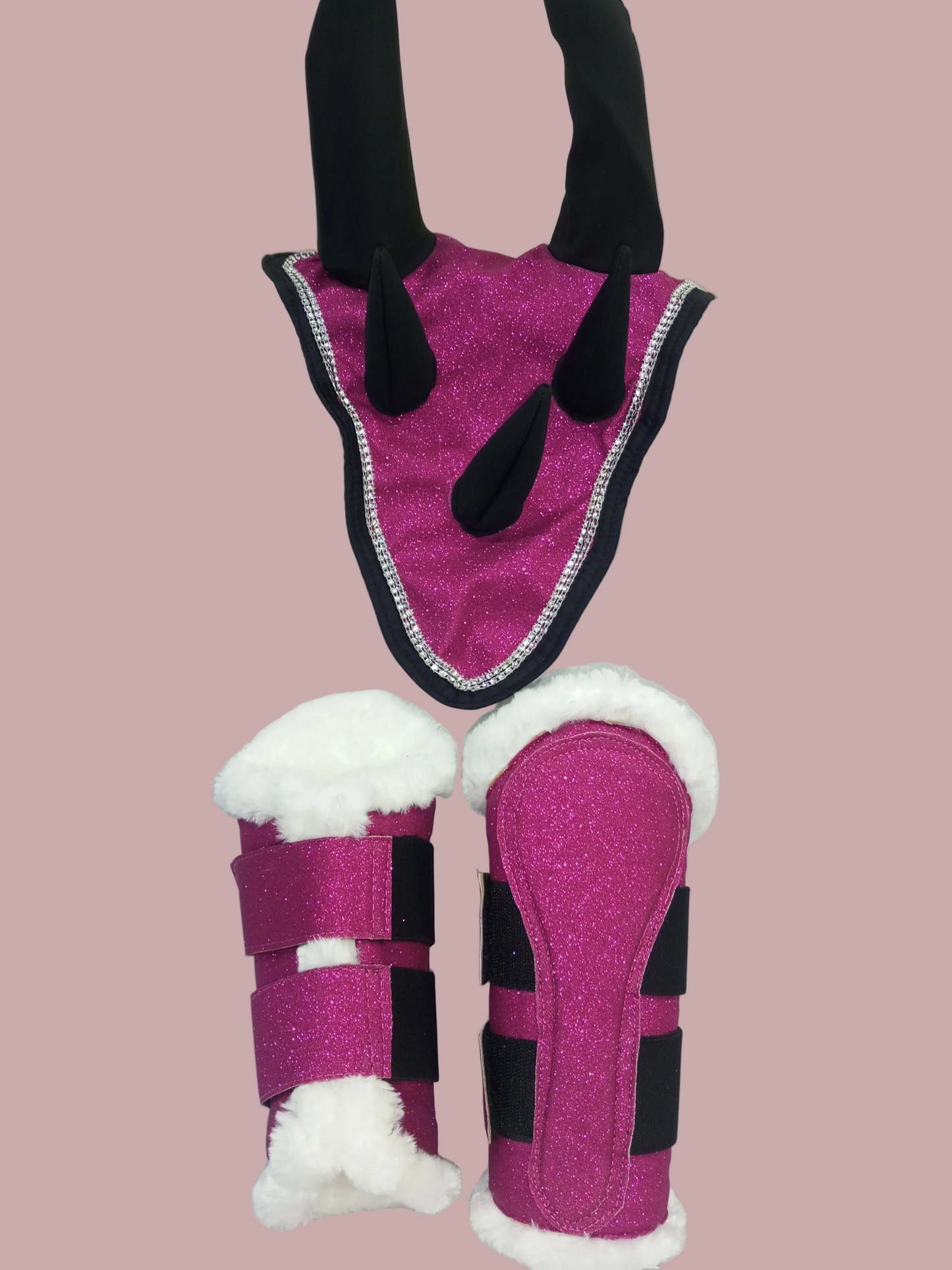 Pink Dragon Saddle Pad Set with Ear Bonnet & Boots