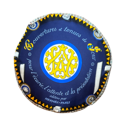 Couvertures et Tenues du Jour Blue Vintage Silk Scarf Round Pillow 13"