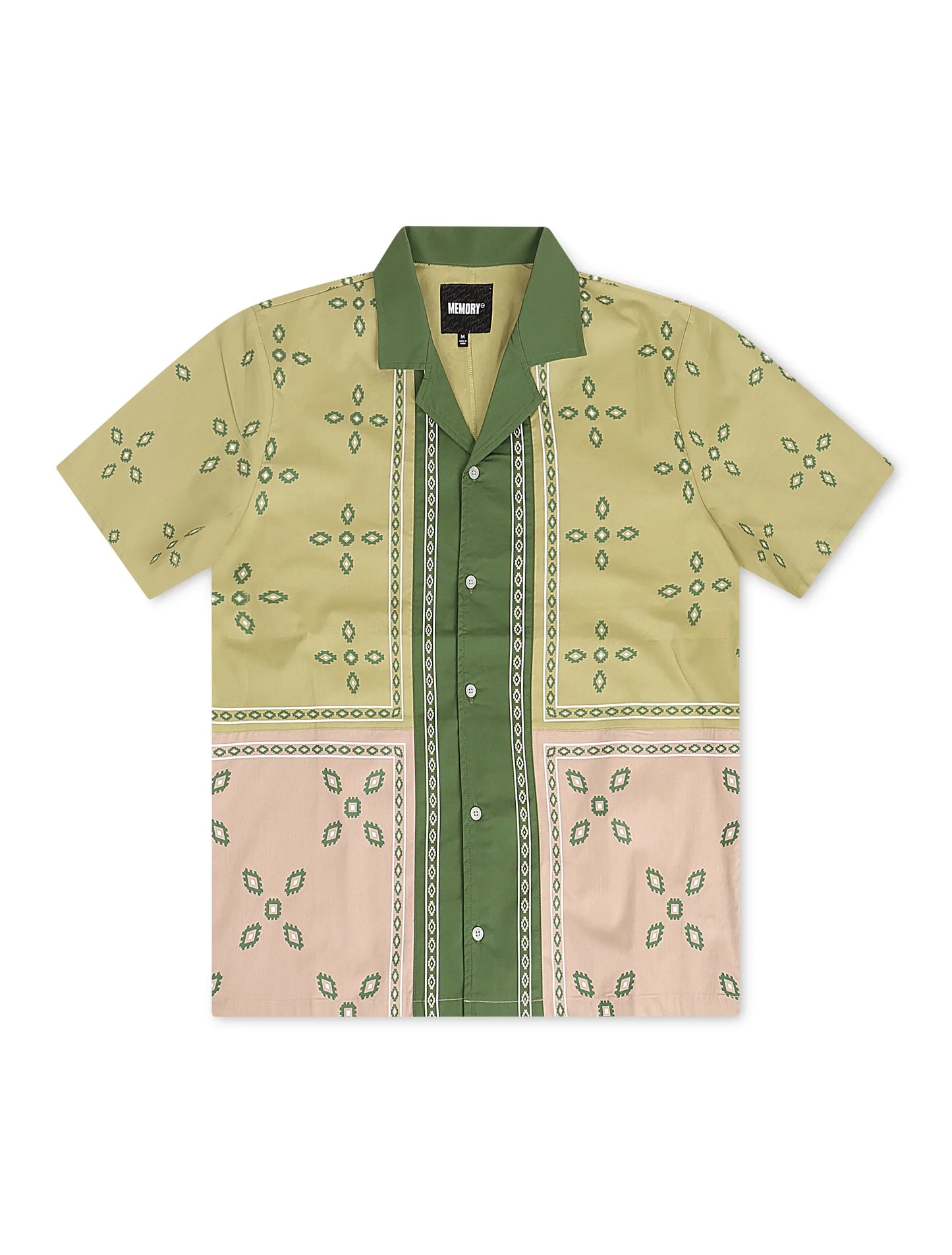 Memory Lane Patch Work Button Up Shirt - Khaki