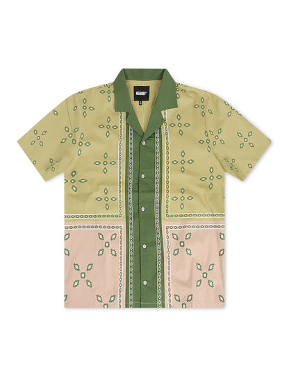 Memory Lane Patch Work Button Up Shirt - Khaki