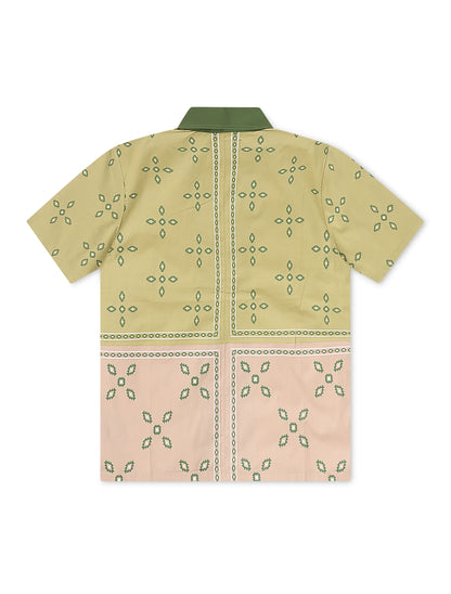 Memory Lane Patch Work Button Up Shirt - Khaki