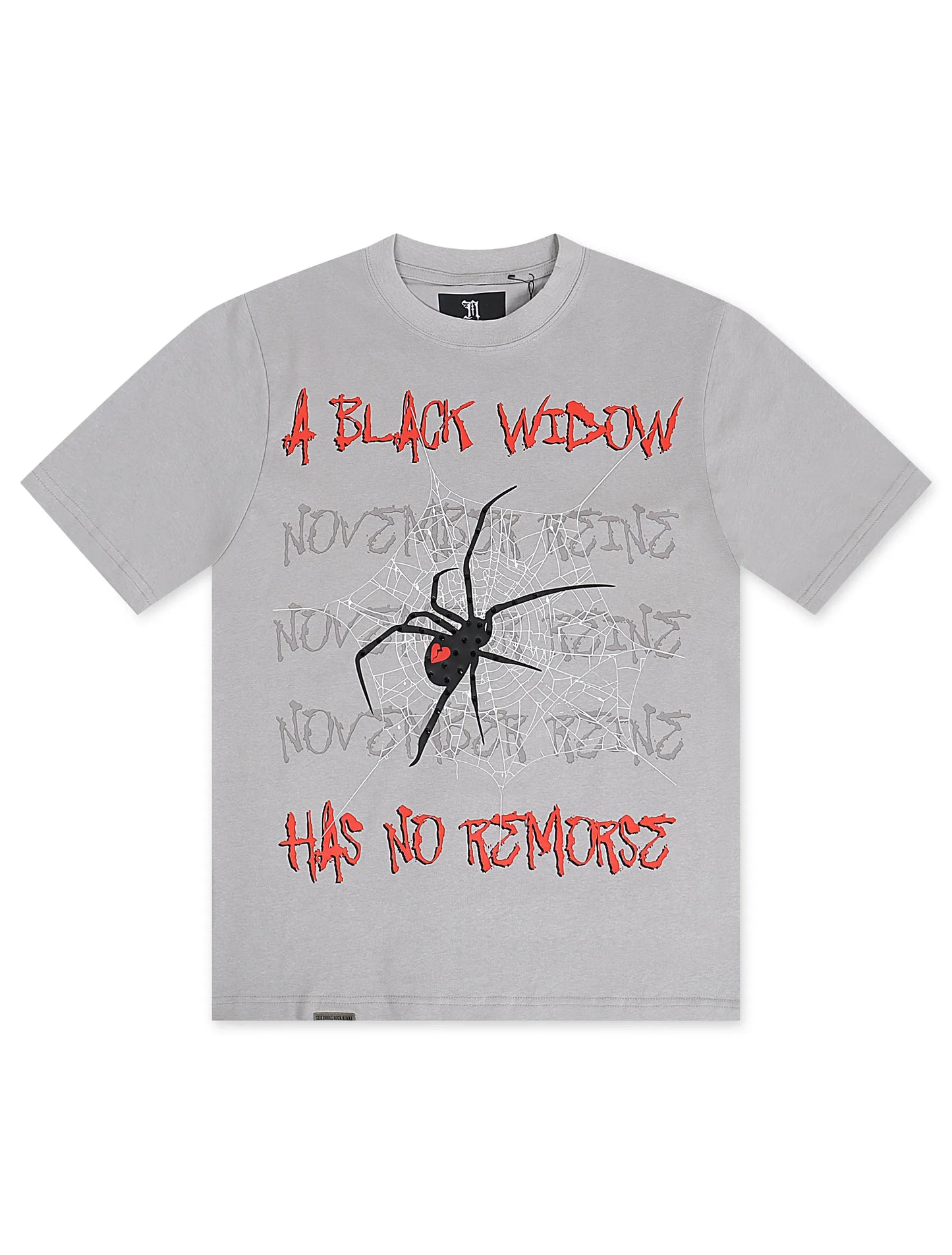 November Reine A Black Widow Heavyweight Tee With Stones - Grey