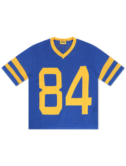 Diet Starts Monday Cropped Knit Jersey - Blue/Yellow