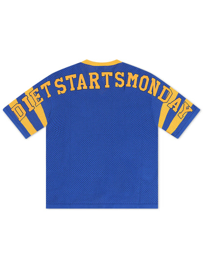 Diet Starts Monday Cropped Knit Jersey - Blue/Yellow