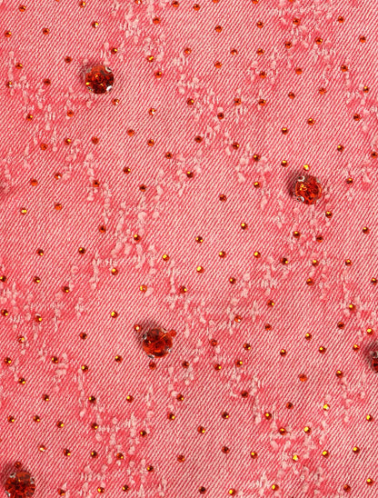 Vicious Denim Rhinestone Flare Jeans - Pink