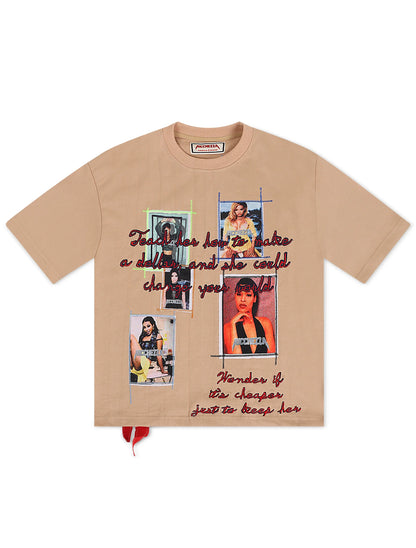 Ricchezza Cheaper to Teach Her Tee - Cream