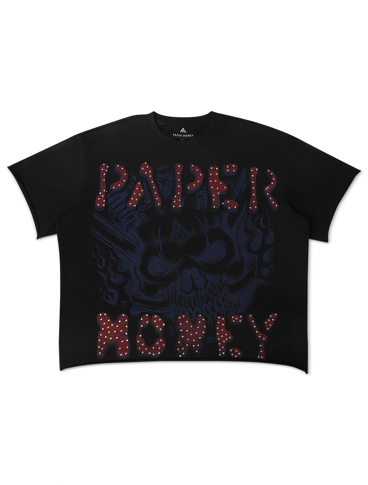 Paper Money Rags to Riches Rhinestone Cropped Tee - Black