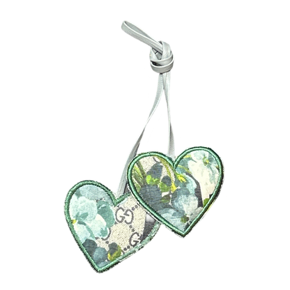 GG Logo Blooms Blue Scarf Double Heart Bag Charm