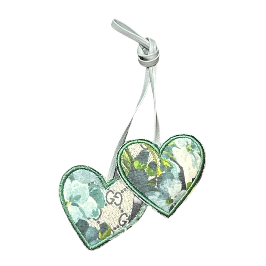 GG Logo Blooms Blue Scarf Double Heart Bag Charm