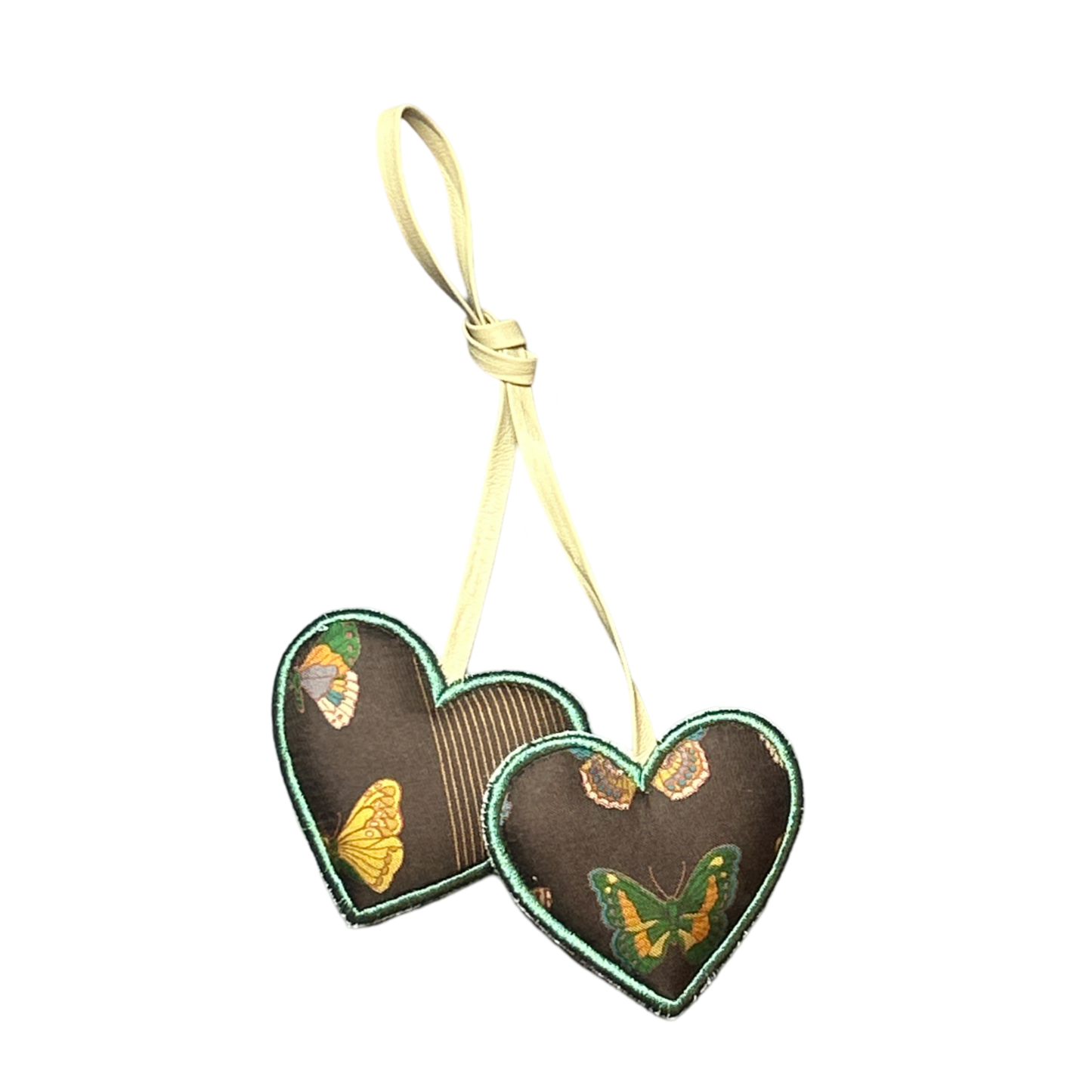 Farfalle Brown Scarf Double Heart Bag Charm
