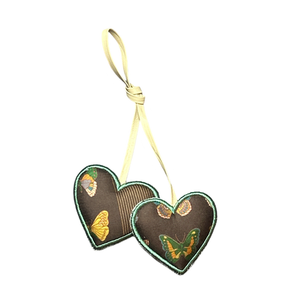 Farfalle Brown Scarf Double Heart Bag Charm