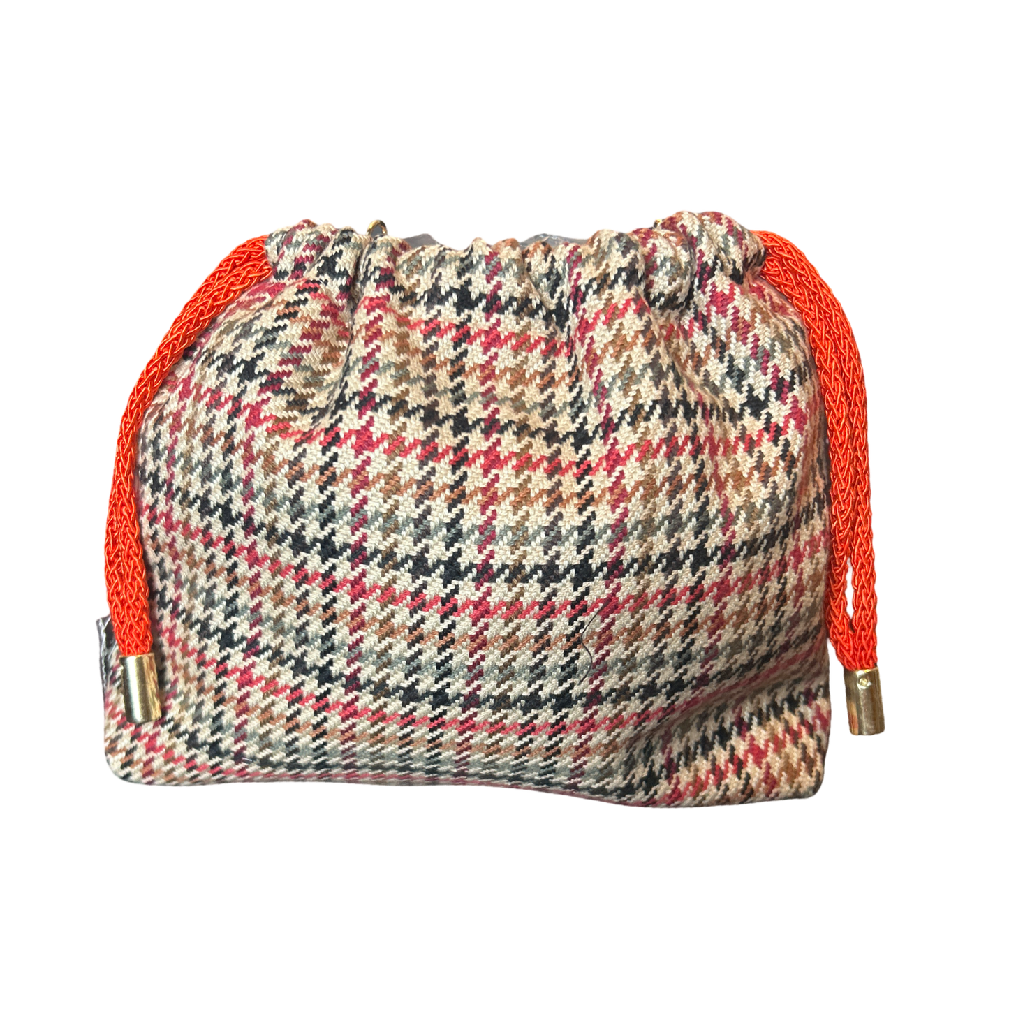 Couvertures et Tenues du Jour Red Vintage Silk Scarf Drawstring Crossbody Bag