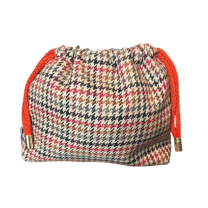 Couvertures et Tenues du Jour Red Vintage Silk Scarf Drawstring Crossbody Bag