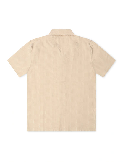 Denim Exchange Crochet Textured Button Up Shirt - Khaki