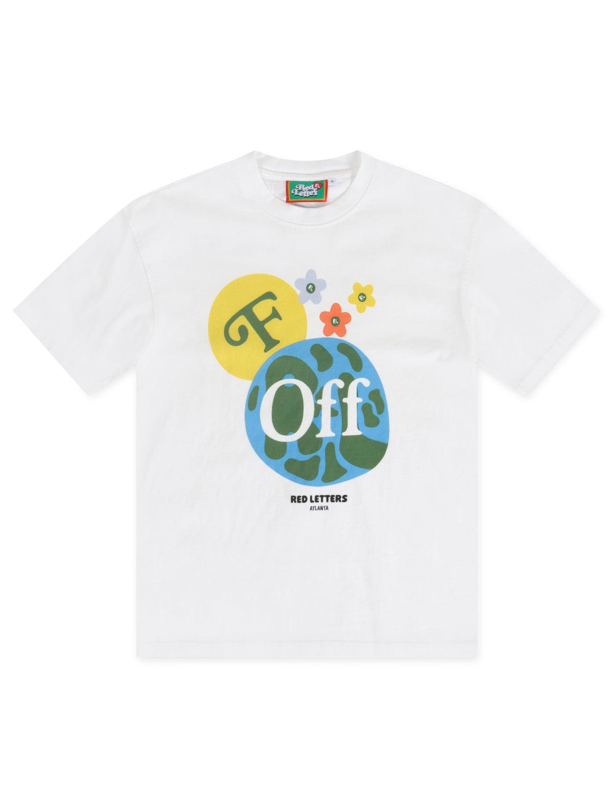 Red Letters F Off Earth Tee - White