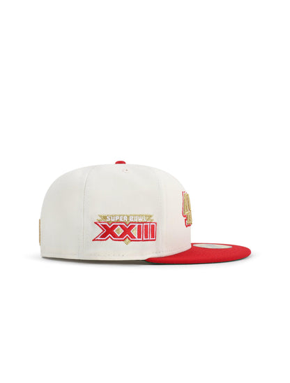 New Era 5950 San Francisco 49ers XXIII Super Bowl Patch Hat - Chrome/Red