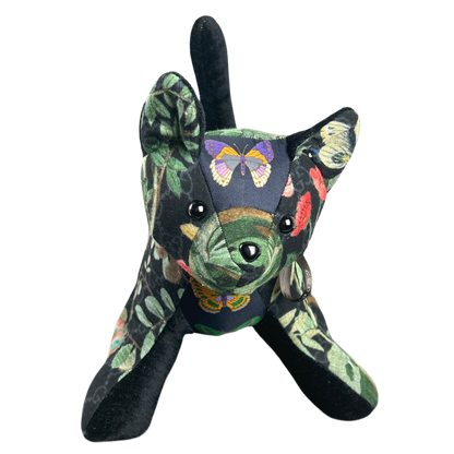 GG Logo Chinoiserie Noir Vintage Silk Scarf Charming Kitten