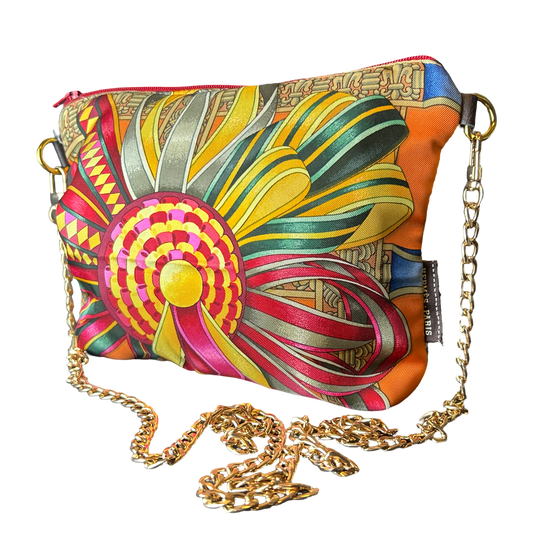 Rubans du Cheval Orange Vintage Silk Scarf Crossbody Bag