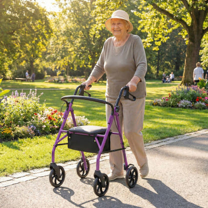 Rollator Walker with Seat and Height Adjustable Handles-Purple-0