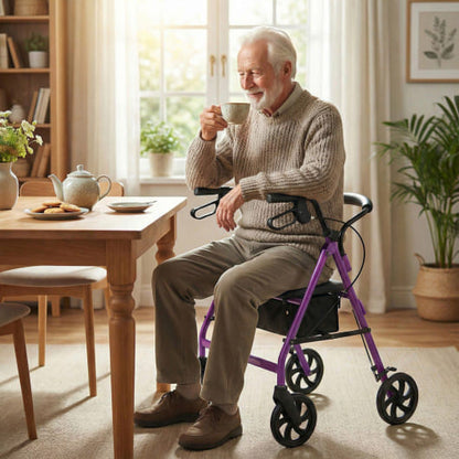 Rollator Walker with Seat and Height Adjustable Handles-Purple-1