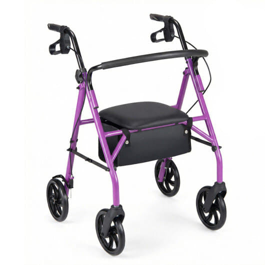 Rollator Walker with Seat and Height Adjustable Handles-Purple-2