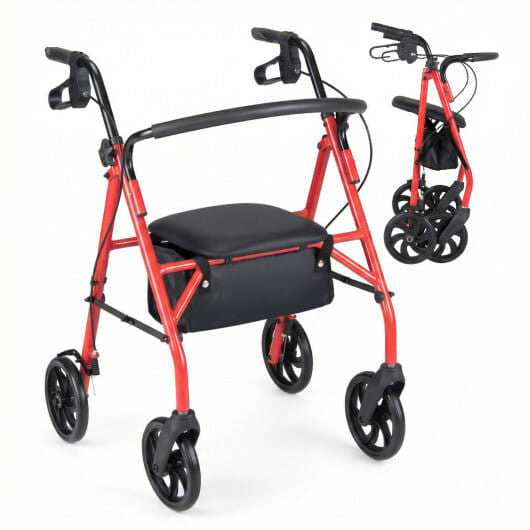 Rollator Walker with Seat and Height Adjustable Handles-Purple-4