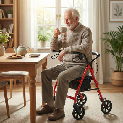 Rollator Walker with Seat and Height Adjustable Handles-Purple-6