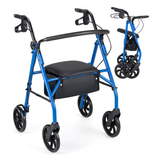 Rollator Walker with Seat and Height Adjustable Handles-Purple-9
