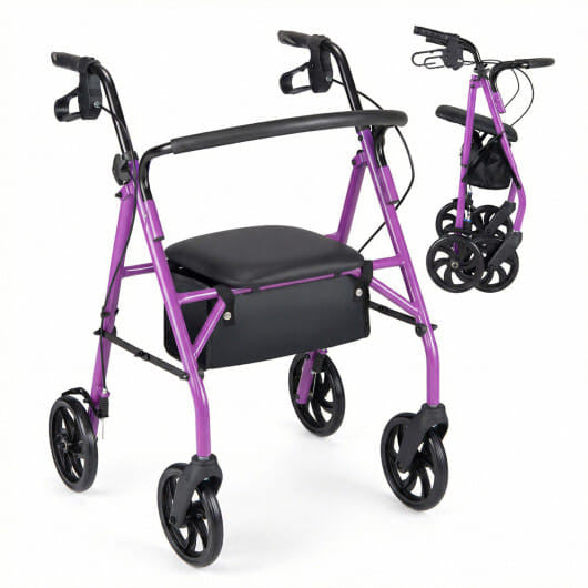Rollator Walker with Seat and Height Adjustable Handles-Purple-14