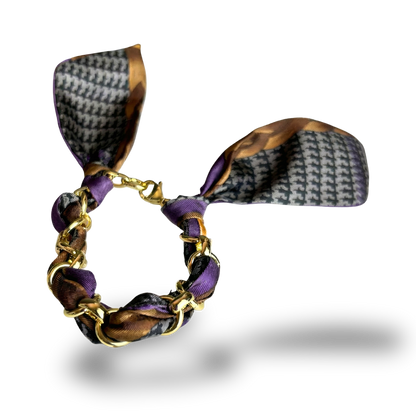 Houndstooth Vintage Silk Scarf Link Bracelet