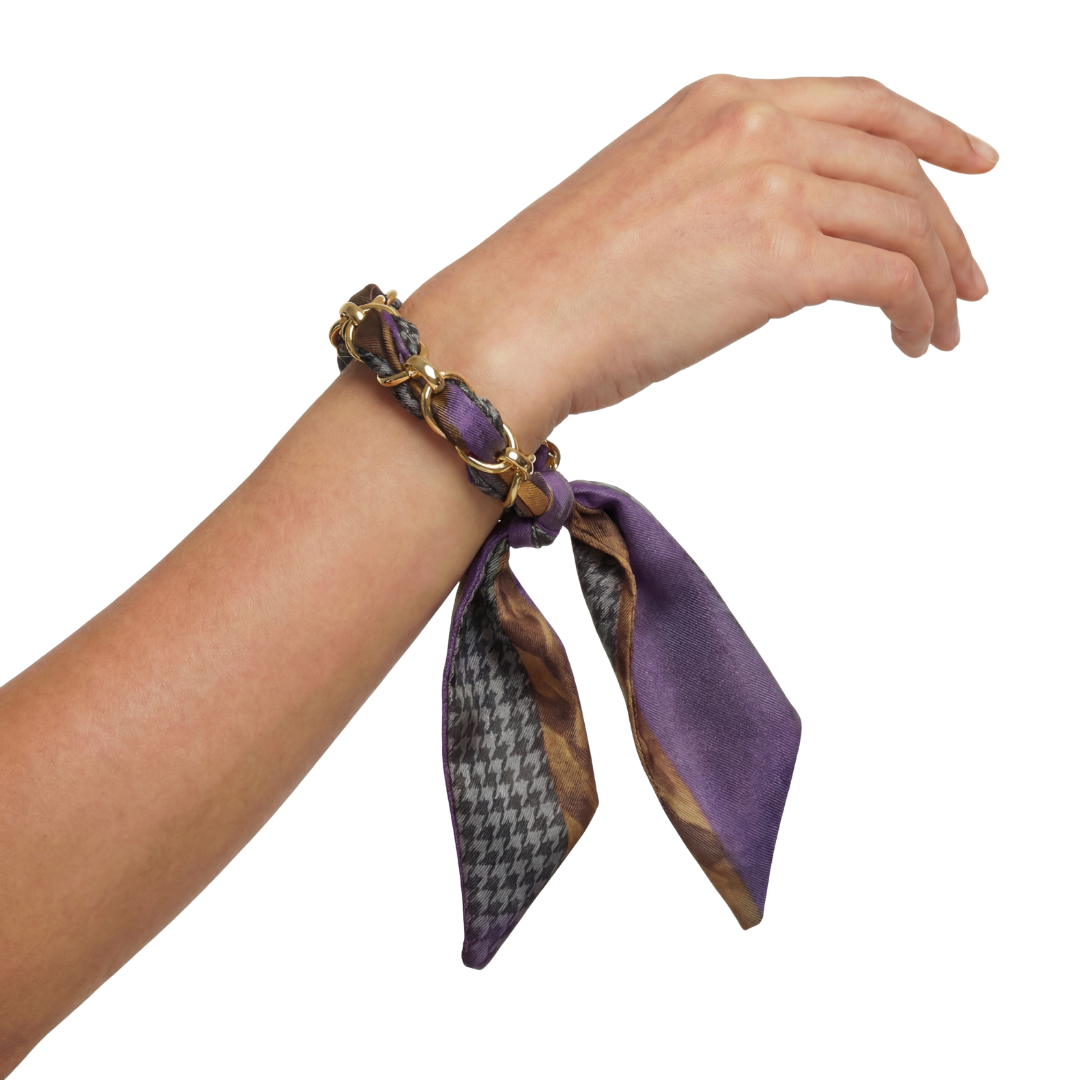 Houndstooth Vintage Silk Scarf Link Bracelet