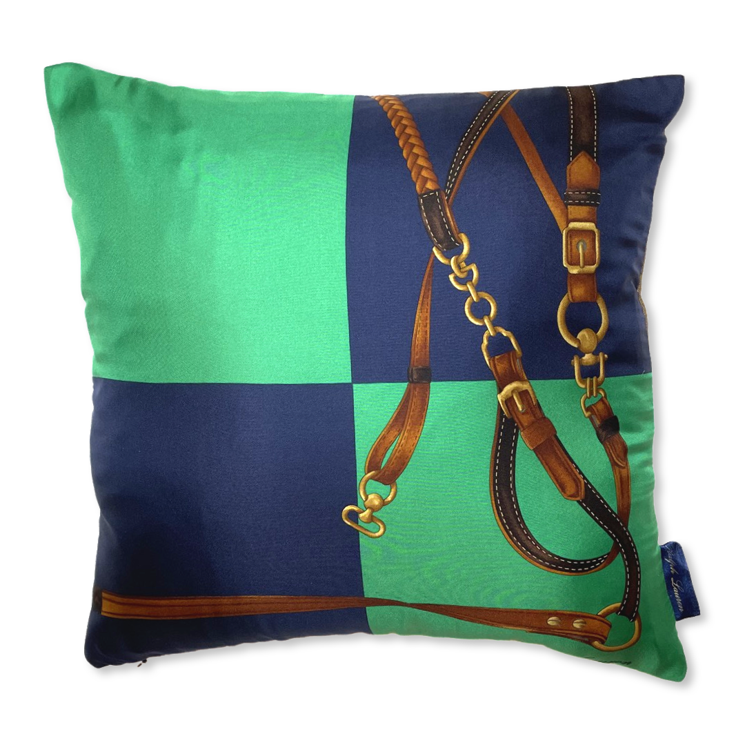 Jockey Tack Vintage Silk Scarf Pillows 18"