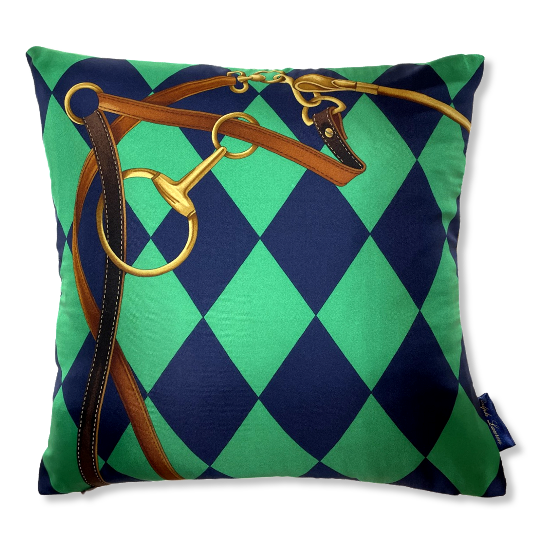 Jockey Tack Vintage Silk Scarf Pillows 18"