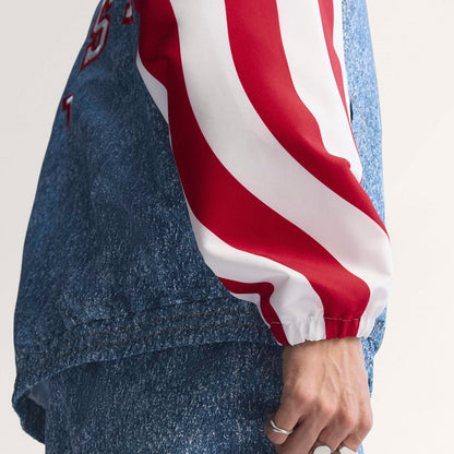 Adidas Mens Denim Graphic Track Jacket - Blue