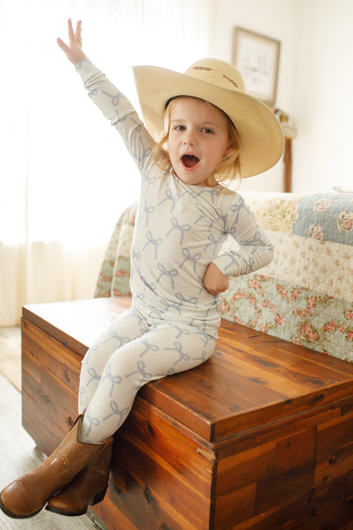 Blue Belle 2pc Ribbed Bamboo Pajamas