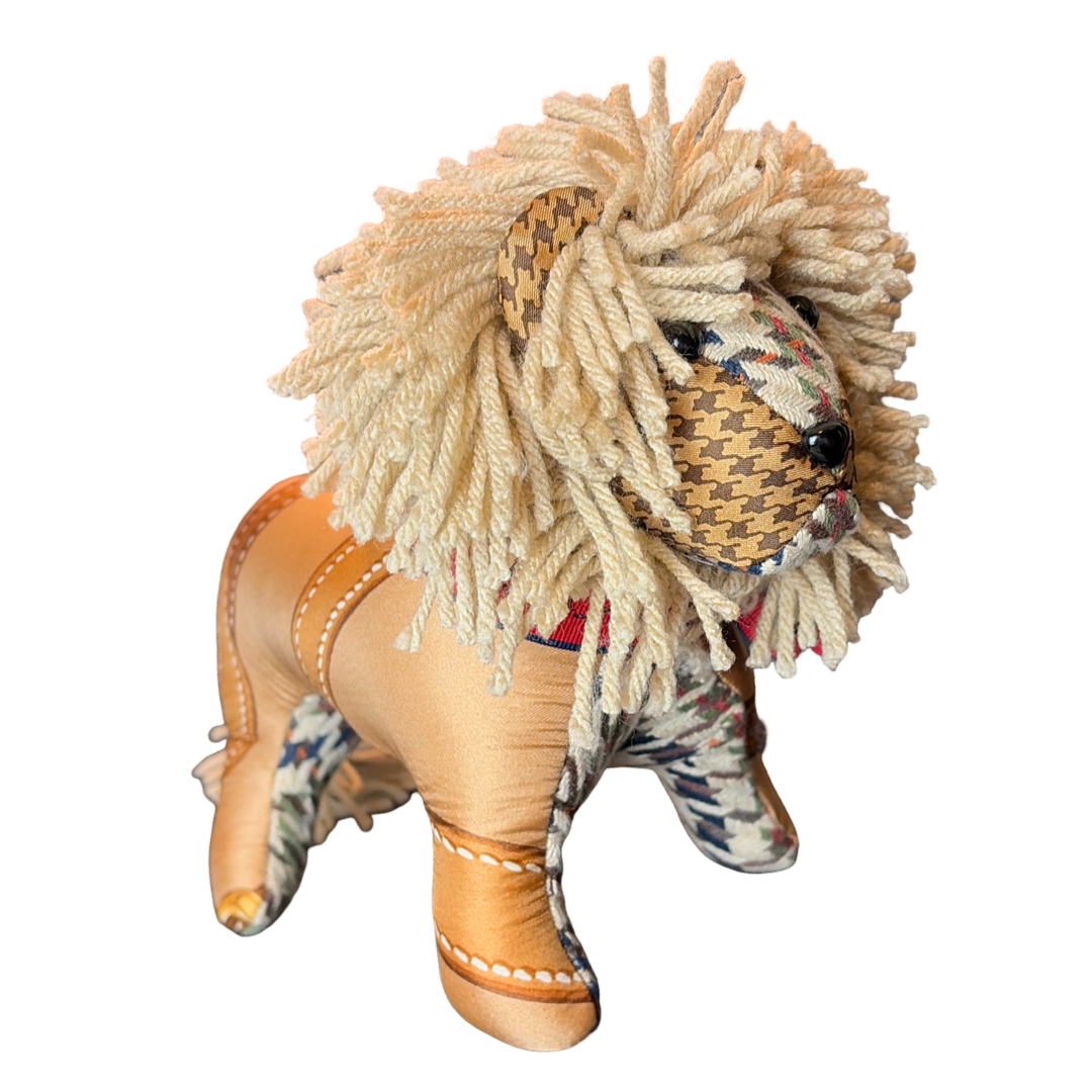 Houndstooth Vintage Silk Scarf Courageous Lion