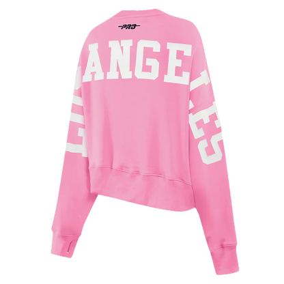 Pro Standard Womens LA Dodgers Cropped Wingspan Crewneck - Pink