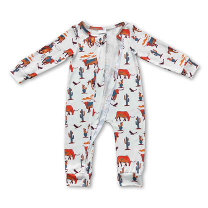 Horse cactus long sleeves baby kids western romper