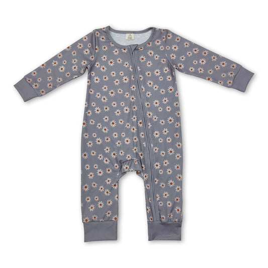 Long sleeves daisy baby girls zipper sleeper