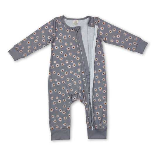 Long sleeves daisy baby girls zipper sleeper