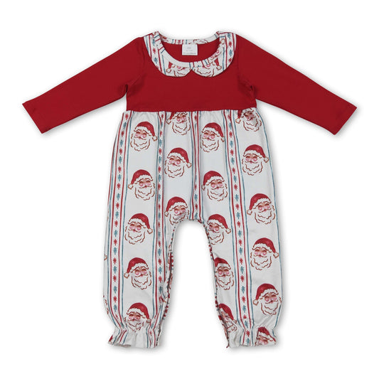 Red long sleeves santa baby girls Christmas romper