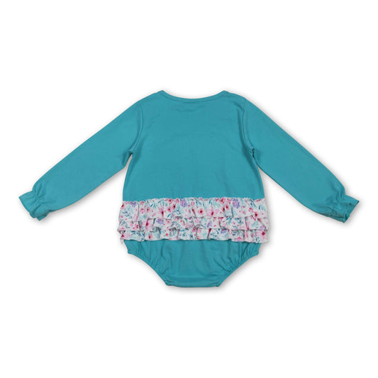 Long sleeves floral bow ruffle baby girls fall romper