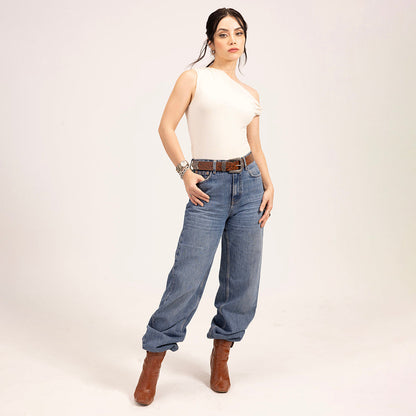 Loyal West Sophia Belt - Brown Floral Leather