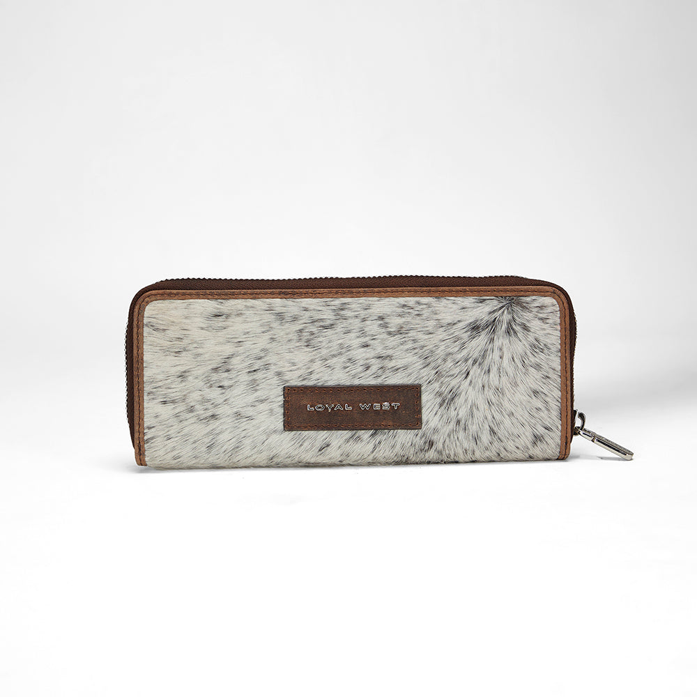 Loyal West RANCH ROAD JEWELERY CASE IN BROWN & WHITE COWHIDE
