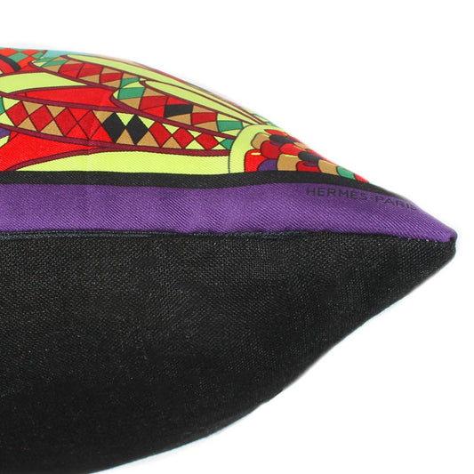 Flots du Cheval Vintage Silk Scarf Pillow 17"