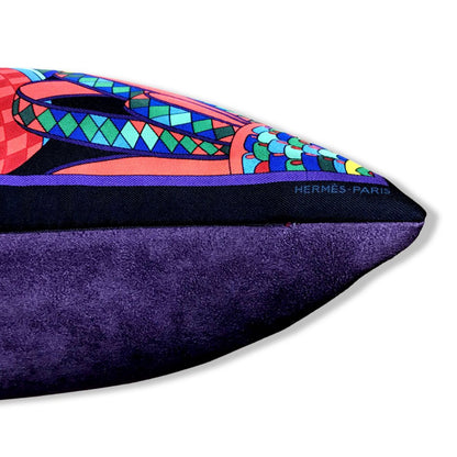 Flots du Cheval Vintage Silk Scarf Pillow 17"