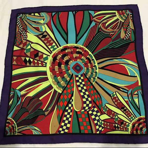 Flots du Cheval Vintage Silk Scarf Pillow 17"