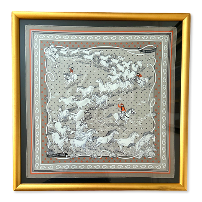 Mustangs  Bandana Framed Vintage Silk Scarf 26"